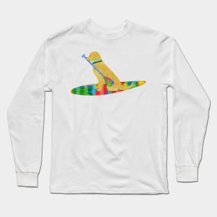 Stand Up Paddle Board Preppy Golden Retriever Long Sleeve T-Shirt